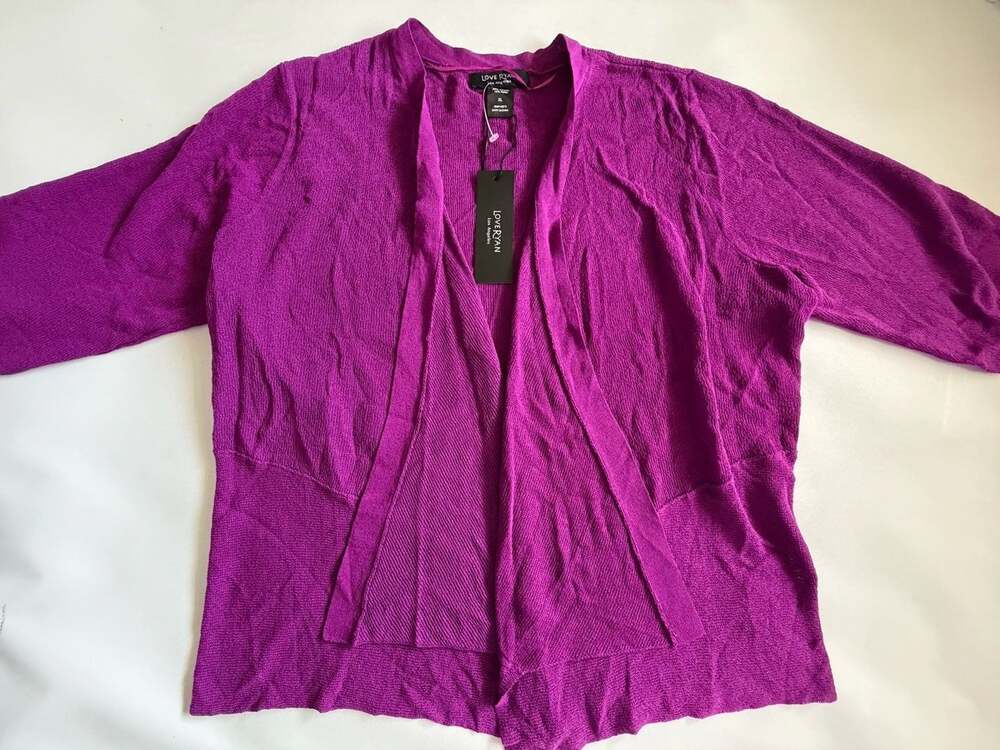 Love Ryan Cardigan XL Womens Purple Open Front 3/4 Sleeve NWT